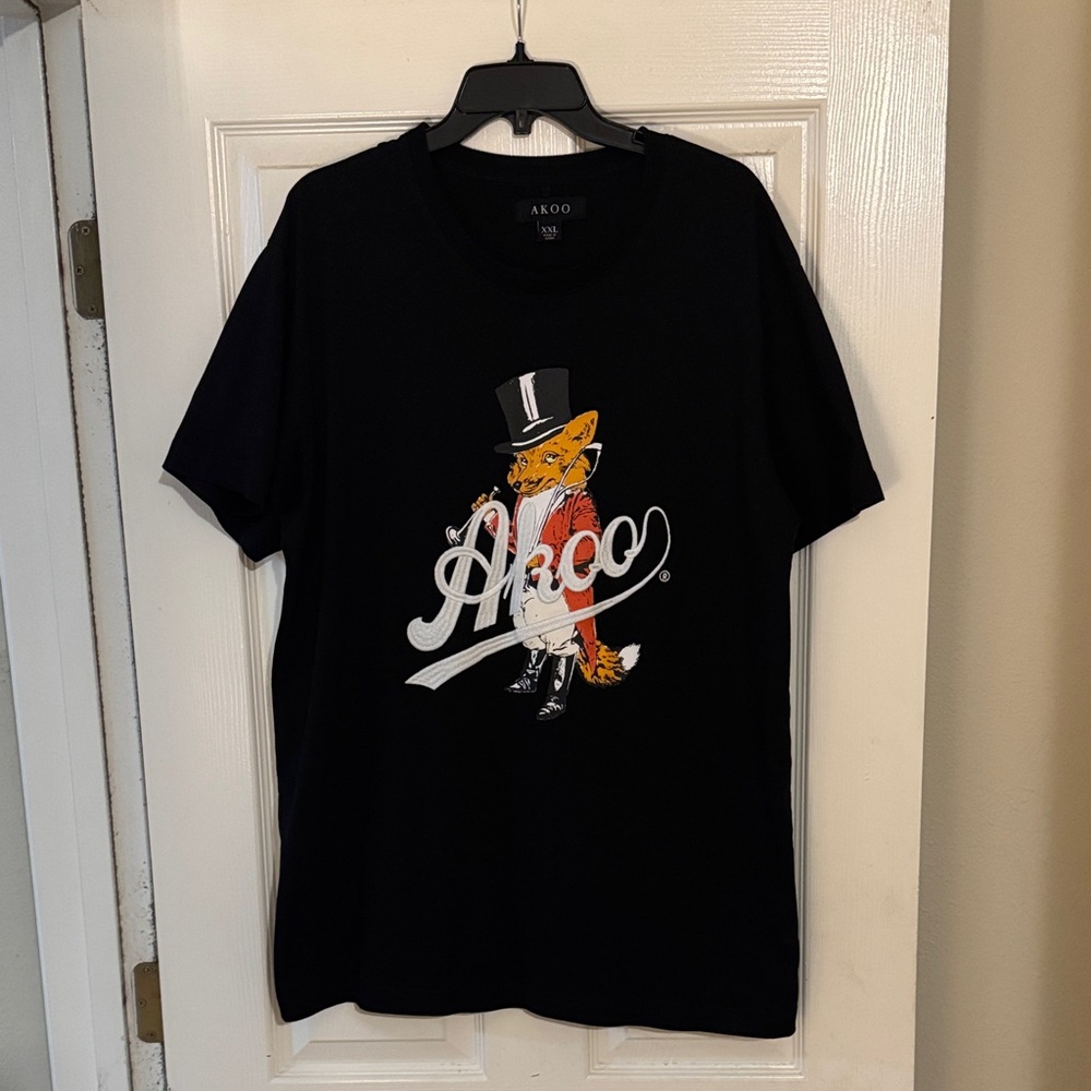 Akoo Black Tee with Fox Graphic